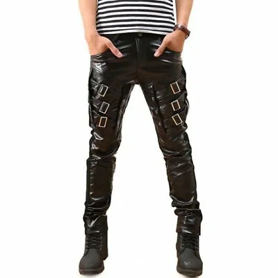 Leather Jeans Men S Pants Straight Rock Revival Legging Slim Lambskin Black 105 • $40.50