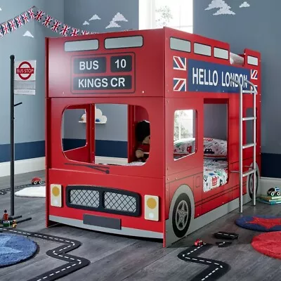 £394.99 • Buy London Bunk Bed, London Bus Kings Cross Red Wooden Bunk Bed Frame, 3ft Single