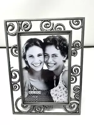 Malden International Designs Pewter Picture Frame Swirl Design Holds 4x6 Photo • $12.95