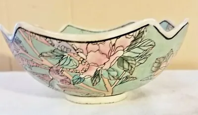 Antique Porcelain Bowl Made In China Hand Painted In Macau Birds Flowers 6 Inch • $24.99