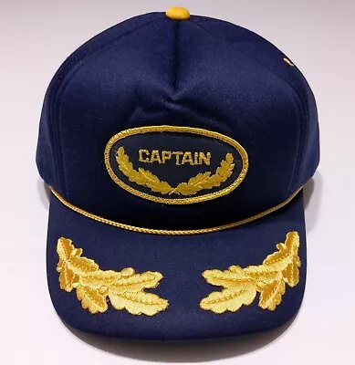 Vintage YR Captain Rope Hat Padded Navy Blue Snapback ~ Perfect! • $19.99