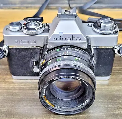 MINOLTA XD 11 SLR 35mm FILM CAMERA W/ ROKKOR-X 50mm F 1.7 Lens Decent Shape • $10
