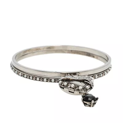 Alexander McQueen Antique Silver Tone Heart Locket Charm Layered Bangle Bracelet • $306.60