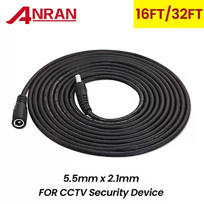 DC 12V Power Extension Cable Cord For CCTV Security Camera DVR 16FT/32FT 5M/10M • £4.99