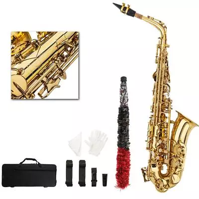 Ktaxon Professional Alto Drop E Lacquered Golden Eb Saxophone W/ Case • $169.90