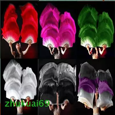 £19.08 • Buy New 1 Pair (left + Right) 100% Silk Belly Dance Fan Veil 1.5m 1.8m Long
