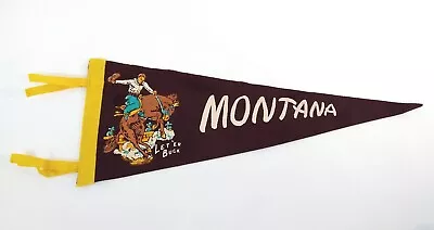 1940's Rare Vintage Let 'er Buck Bucking Horse Montana Cowboy Felt Pennant 18  • $799.99