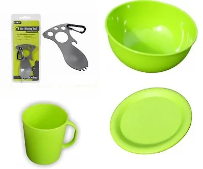 £9.89 • Buy Camping Picnic  Dinner Set -1 Person - Plastic Plate, Bowl, Mug + 8 In 1 Spork
