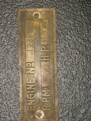 3 1/2 HP Hercules Economy XK Hit Miss Gas Engine Tag Name Plate • $22