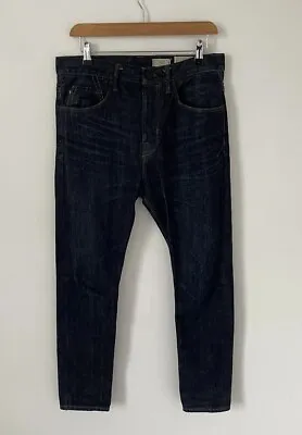 All Saints Iwate Taper Fit Jeans W28 L28 Denim Blue Selvedge Denim • £17.99