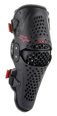 Alpinestars Sx1 V2 Knee Guards Black Red Hinged Motocross Mx Enduro Mtb Braces • $132