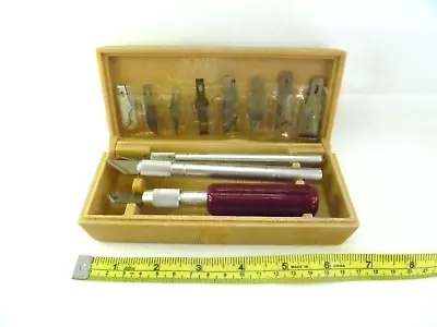 Vtg. X-ACTO Knife Set With Plastic-Resin Brown Box & Multiple Blades • $11