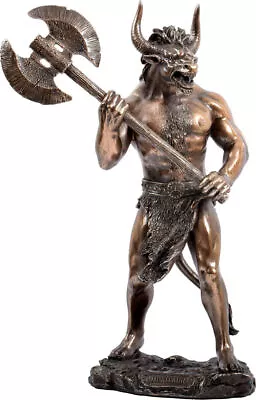 Minotaur Warrior With The Minoan Double Axe Cold Cast Bronze Statue 28 Cm /11' • $126.22