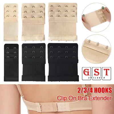 3/6pcs Bra Extender Extension 2 3 4 Hook Clip On Strap Elastic Black White Nude • $3.04