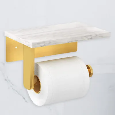 Marble Floating Shelf Paper Storage Rack Metal Modern Style Bathroom Accessories • $28.49