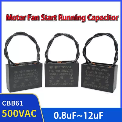 500V CBB61 Motor Fan Start Running Capacitor 2 Wire 0.8/1/1.5/1.8/3/4.5/8/12UF • $9.05