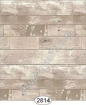 Miniature Dollhouse Wallpaper 1:12 Scale - Reclaimed Wood Floor - Beige - 2814 • $5.40