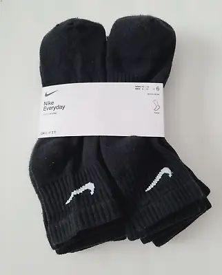 Nike Dri Fit 6-pack Ankle Socks Everyday Plus 6pk Sport Socks Size L Black • $24.98