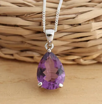 Purple African Amethyst Gemstone 925 Sterling Silver Handmade Pendant S-39 • $15.34