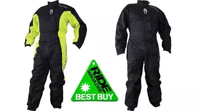 RICHA TYPHOON Black Yellow Waterproof Motorcycle 1PC Rain Suit RIDE BEST BUY • $80.88