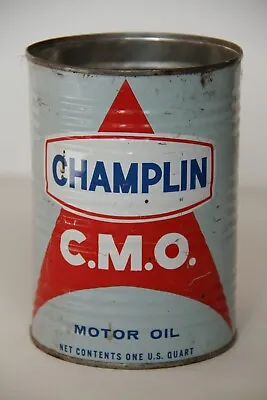Vintage Mid Century Champlin C.M.O. Motor Oil Quart Tin Container USA 5.5 Inch • $8.99