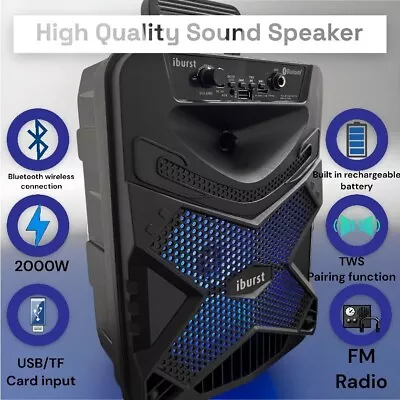 8inch 1000W Wireless Portable FM Bluetooth Speaker Heavy Bass Sound System Party • $34.99