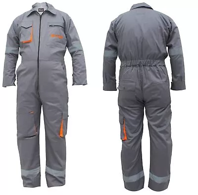 Grey Work Wear Men's Overalls Boiler Suit Coveralls Mechanics Protective • £25.99