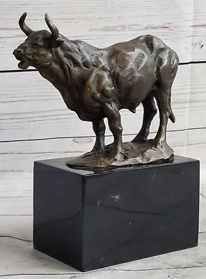 100% Solid Bronze Sculpture Of A Bull Marble Base Abstract Decor Figurine Sale • $99.50