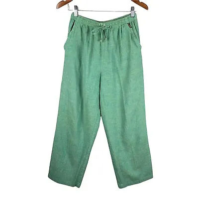 St John Sport Green Blue Cotton Blend Cropped Drawstring Pants Women’s Small • $28