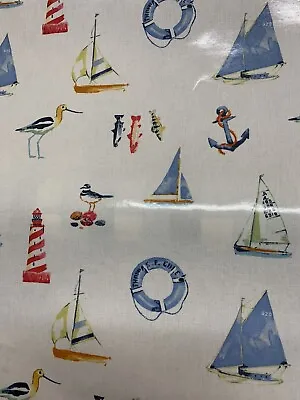Fryetts Nautical Wipe Clean PVC Fabric By The Metre • £14