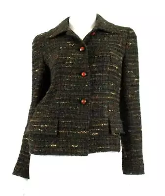 $715.50 • Buy Chanel Vintage 1998 98a Lagerfeld Brown Fantasty Tweed Jacket Sz.34