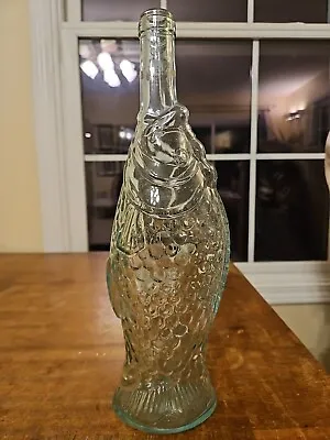 Vintage  14  Tall Fish Shaped Glass Empty Wine Bottle • $6