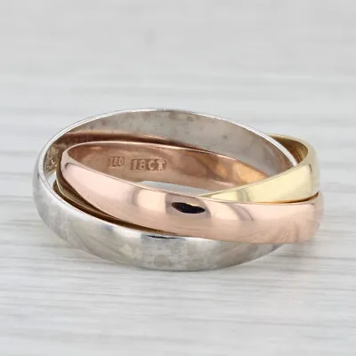 Tri-Toned Puzzle Ring 18k Yellow White Rose Gold Size 8.5 Bands • $699.99