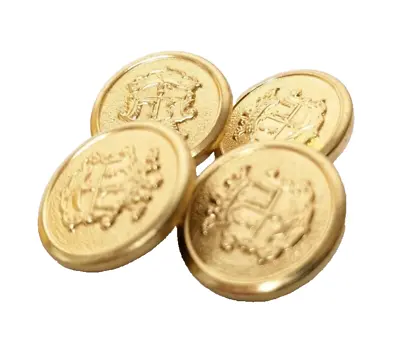 Vintage Scottish Crest 3/4  Gold Toned Metal Shank Buttons 4 Pack • $9.95