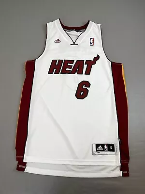 Adidas NBA Miami Heat LeBron James #6 Basketball Jersey Mens Medium White Team • $22.95