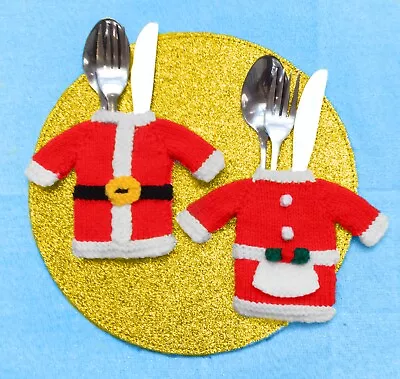 KNITTING PATTERN - Father And Mother Christmas Cutlery Holders - Santa • £3.25