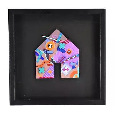 Vintage Postmodern Paint And Mixed Media Framed Geometric Sculpture • $165