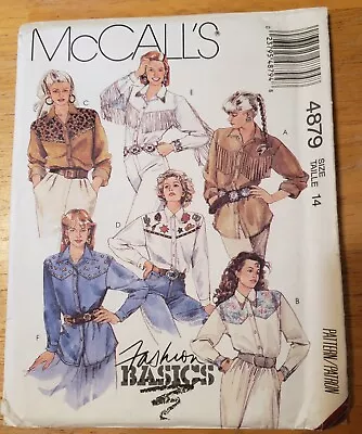 McCall's Pattern 4879 Woman's & Men's Retro 90's  Western Shirts  Large 38 - 40 • $9