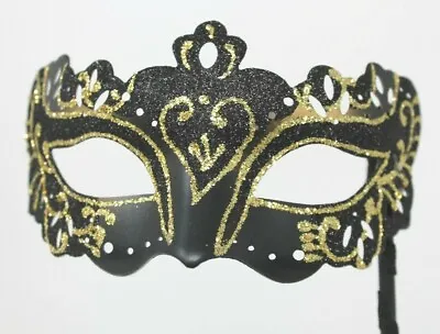£12.99 • Buy Black & Gold Venetian Masquerade Party Prom Carnival Eye Mask Hand Held Stick