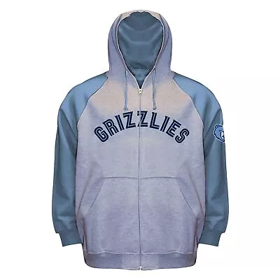 NBA Memphis Grizzlies Long Sleeve Zip Raglan Fleece Jacket Gray Heather/Blue... • $45.51