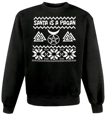 Adults Santa Is A Pagan Viking Christmas Xmas Black Unisex Sweatshirt Jumper • £21.95