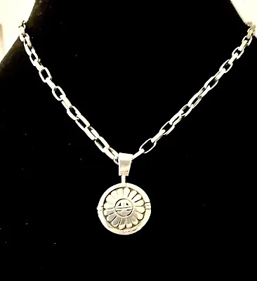 Hopi Sterling Silver Man-in-the-Maze/Sun Reversible Pendant By Clifton Mowa • $189
