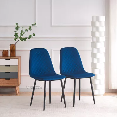 AINPECCA Blue Dining Chairs Velvet Or Dining Table White With Top Marble Metal • $159.99