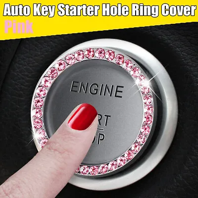 $2.38 • Buy Pink Car Bling Button Start Switch Diamond Rhinestone Ring Decor Car Accessories
