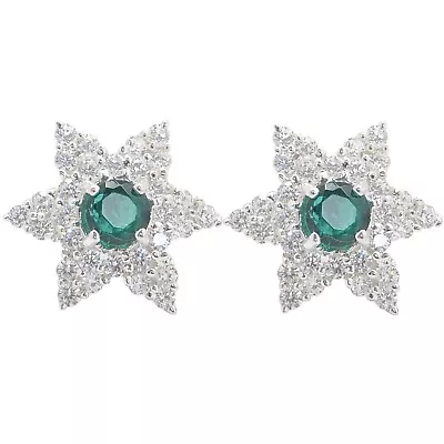 4.45Ct Round Cut 100% Natural Zambian Green Emerald Studs In 925 Sterling Silver • $2.25