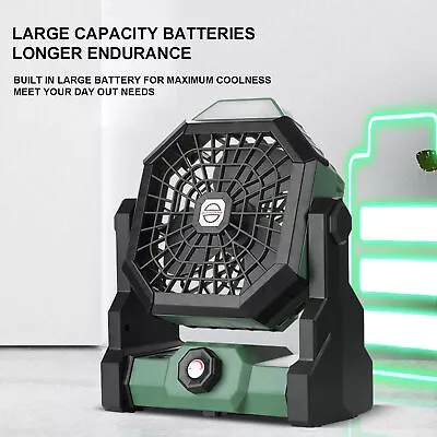 Portable Camping Fan With LED Light Tent Lamp Lantern Outdoor USB Rechargeable • $44.26