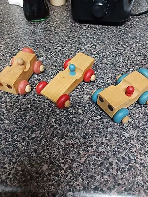 Set Of 3 Montgomery Schoolhouse Wooden Cars • $13.50