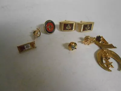 Masonic Shriners Cufflinks Pins Lot Jewelry One 10k & One 14K Gold Pin • $67.45