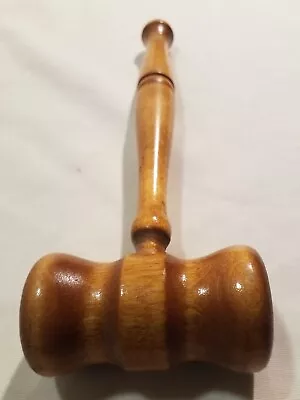 Vintage Solid Wooden Gavel/ Mallet 3x9.5  Long Hand Turned Light Brown Wood • $14.95