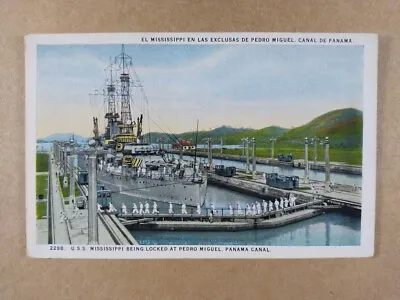 USS Mississippi Locked At Pedro Miguel Panama Canal Vintage Postcard • $6.88